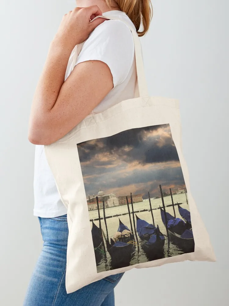 Venice Gondolas Sunset Tote Bag shopping trolley bag Portable shopping bag custom canvas