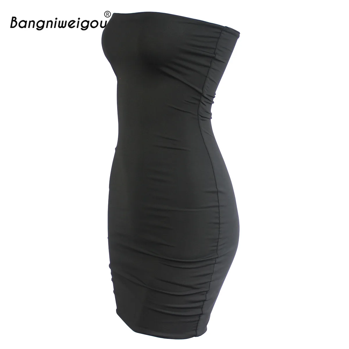 Bangniweigou Strapless Off Shoulder Bodycon Glove Dress Summer Party Club Short Bandage Dress Black Sundress Elegant Mini Robe