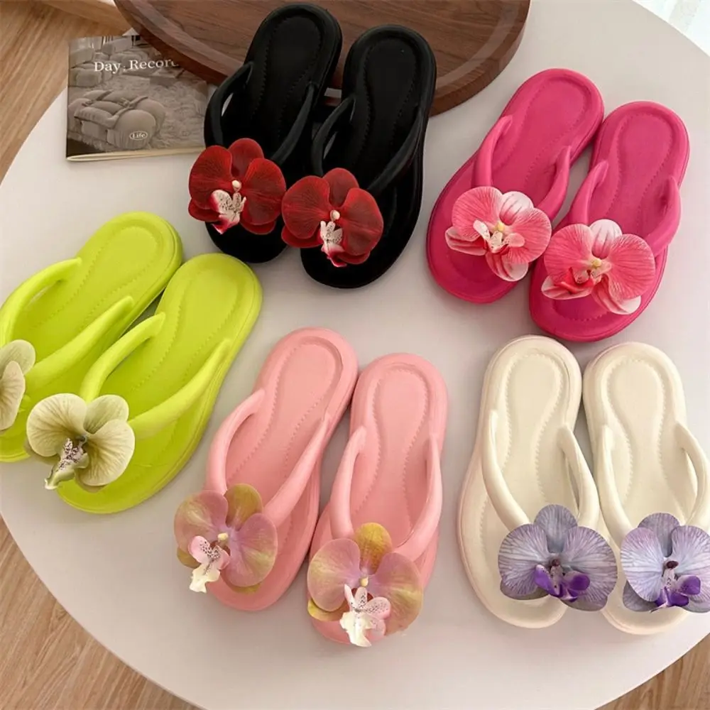 Cute Summer Butterfly Orchid Slipper Beach Elegant Women's Sandals Vacation Non-Slip Ladies Slippers Beach image 5