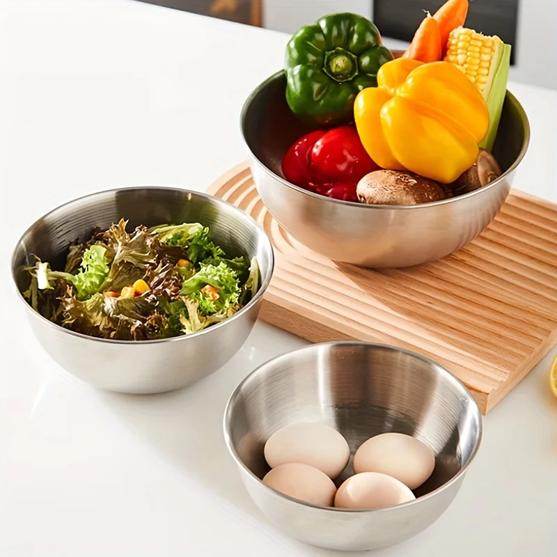 Set of 3 Stainless Steel Mixing Bowls with Measurements, Suitable for Home Use, Thickened for Mixing and Kneading,Ideal for Eggs image 6