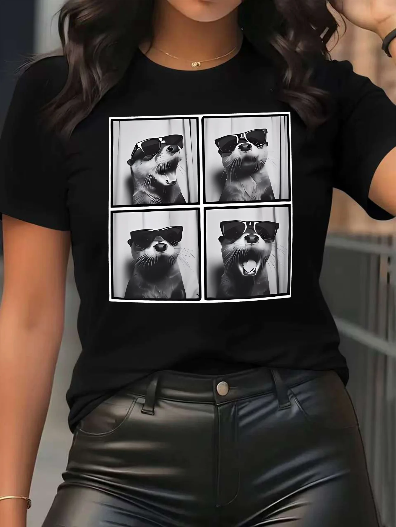 

Otter Graphic Printing Summer Autumn Winter Cotton Men's and Women's T-shirts Short Sleeves Luxury Outdoor Sports Brand