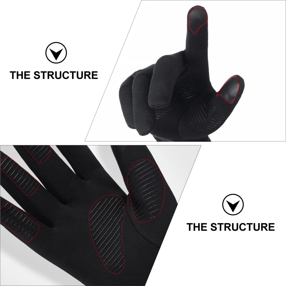 

1Pair Thermal Windproof Full-Finger Gloves Anti-Slip Silicone Grip Touch Screen Compatible Lightweight Comfortable for Winter
