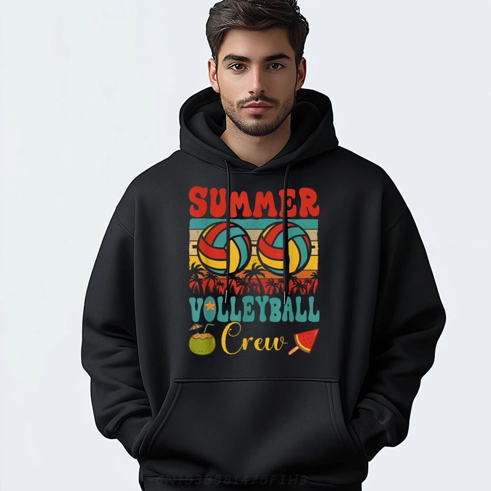

Vintage Retro Costume Volleyball Crew O Neck Hoodies Printed Long Sleeve Family Street Design Male Sweatshirt