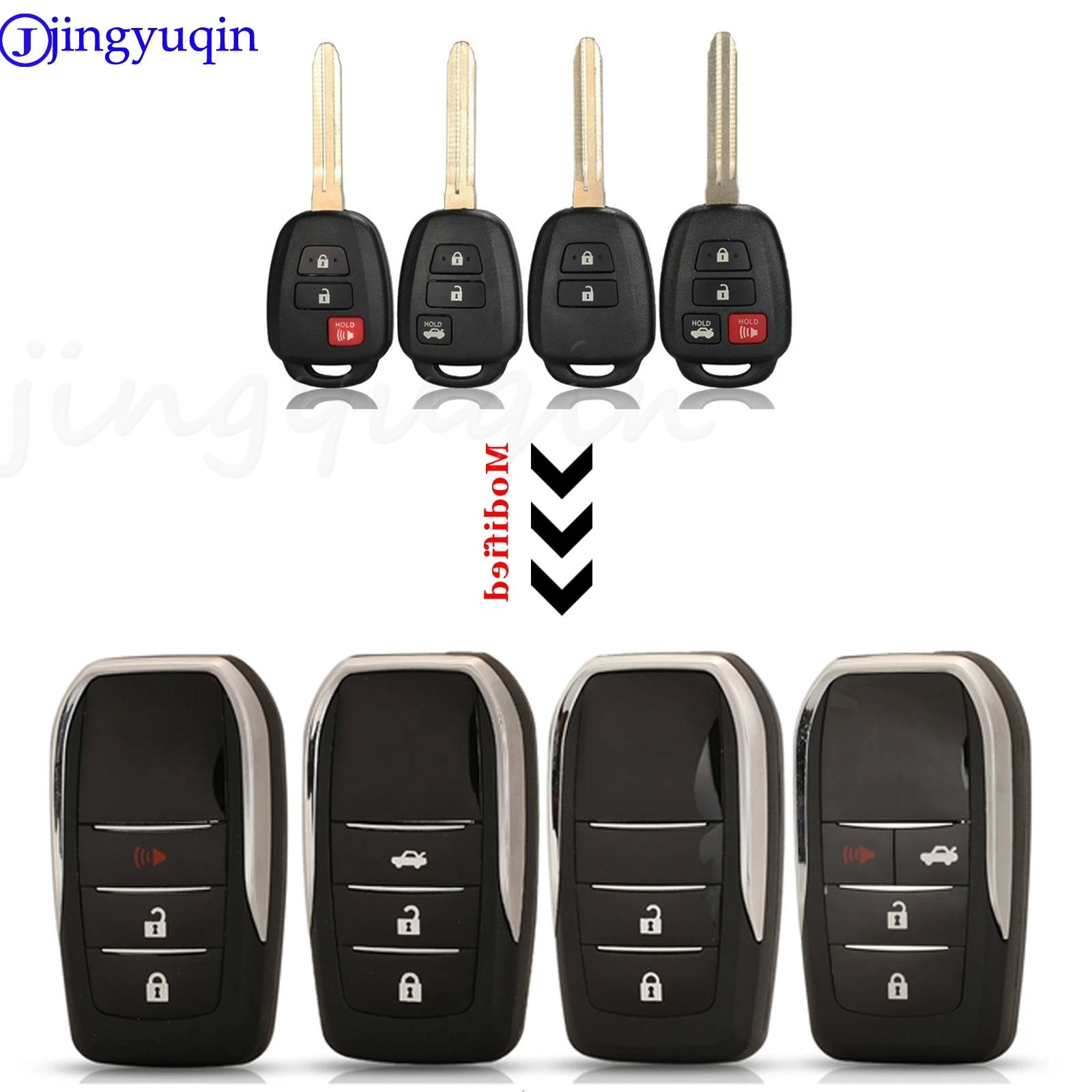 

Jingyuqin 10pcs 2/3/4Button Modified Flip Folding Remote Car Key Shell Case For Toyota CAMRY Corolla Vios Prado With TOY43 Blade