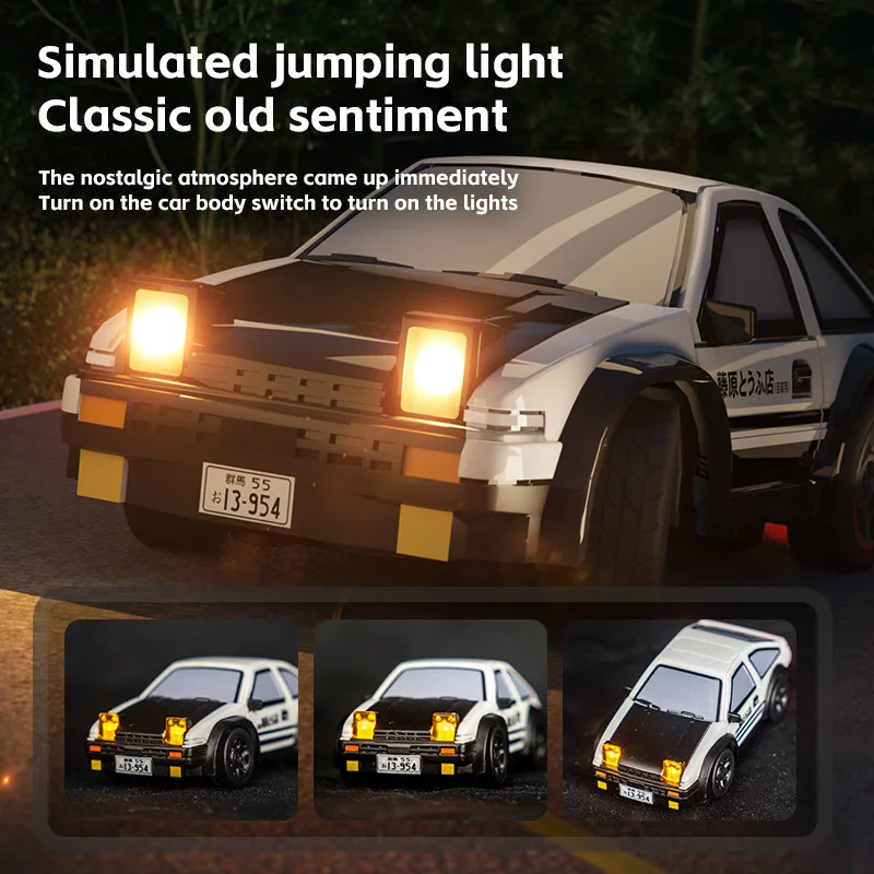 AE86 Remote Control Car 1:64 Mini 2.4G Racing GTR Drift Car Light Electric Nostalgic Children's Toy Car Gift view 4