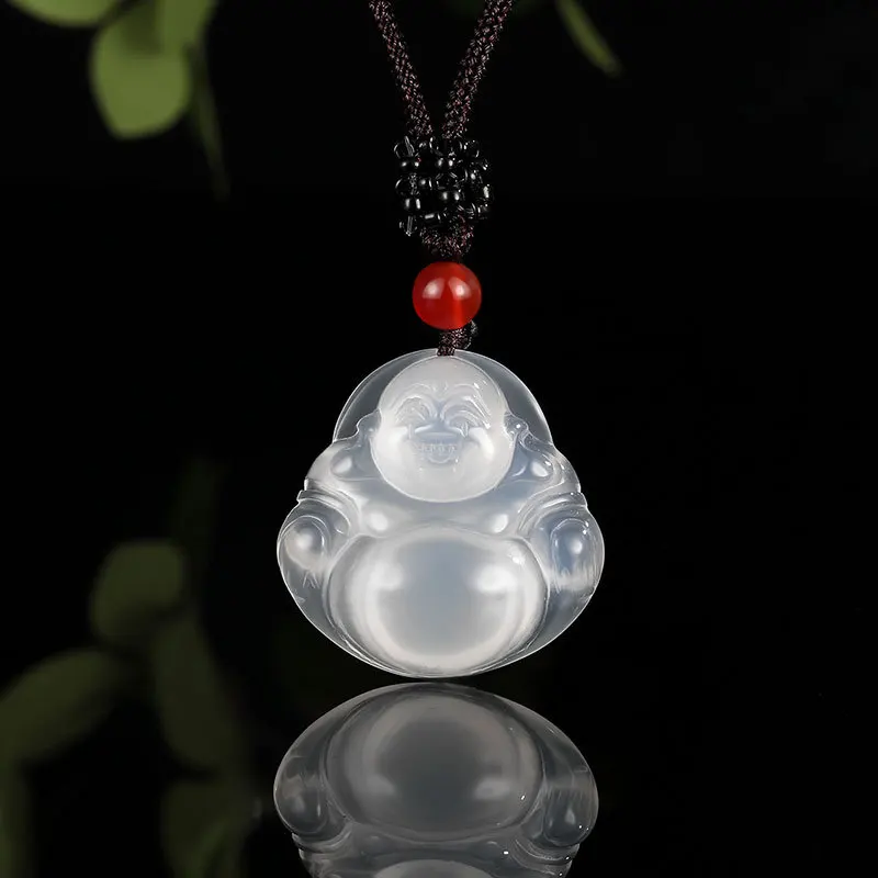 

Новый персонализированный белый нефритовый кулон Marrow Maitreya Buddha, простое ювелирное ожерелье в стиле ретро, кулон Будды с большим животом
