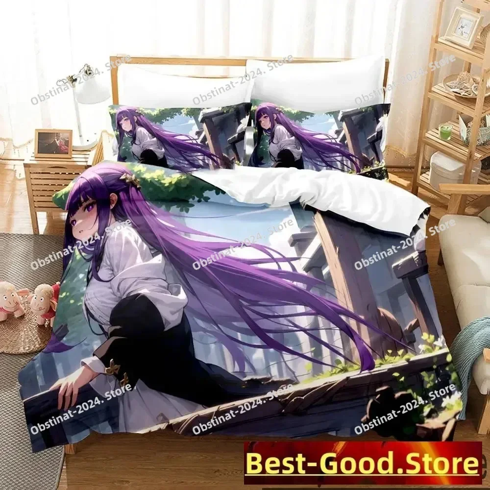 3D Print Anime Frieren Bedding Set Boys Girls Twin Queen King Size Duvet Cover Pillowcase Bed boys Adult Home Textileextile 013