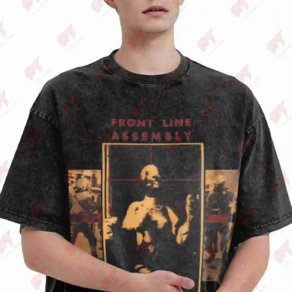 Front Line Assembly Caustic Grip Industrial Vintage Washed Tee Pure Cotton T-Shirt