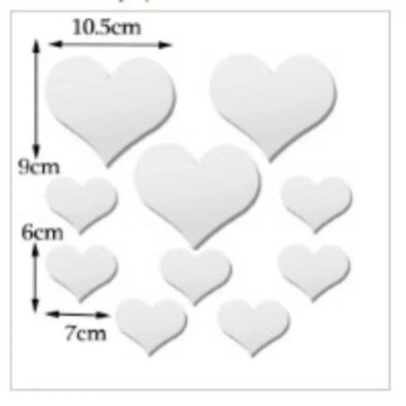 10Pcs/Set Durable Love Heart Stickers Wall Sticker Mirror Mural 3D Decal Simple DIY Decorative Removable Paster Home Decoration