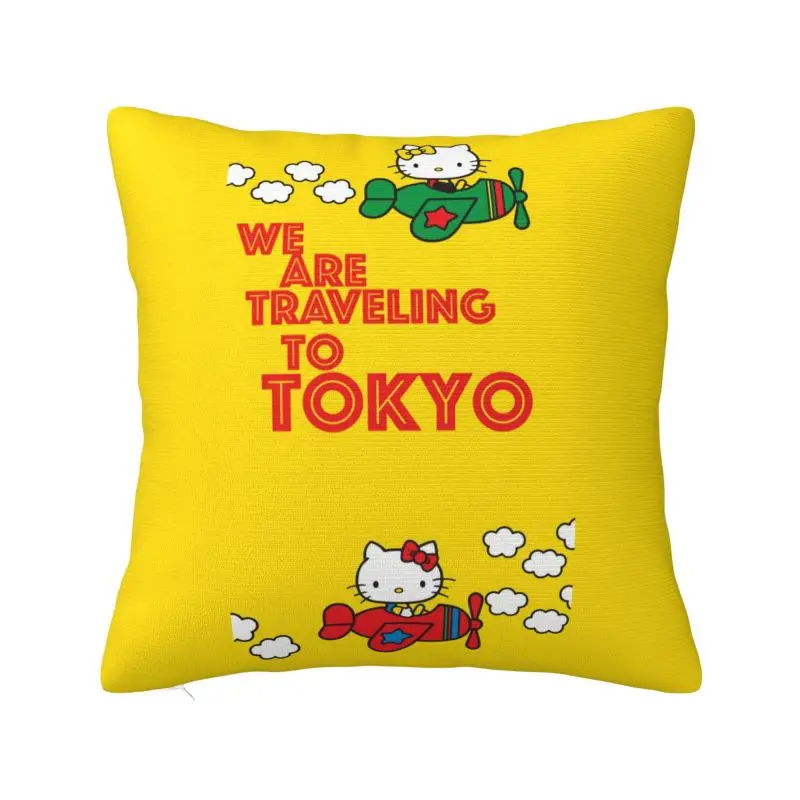 Custom Hello Kitty Anime Pillow Case Cushions Cover for Sofa Square Pillowcase