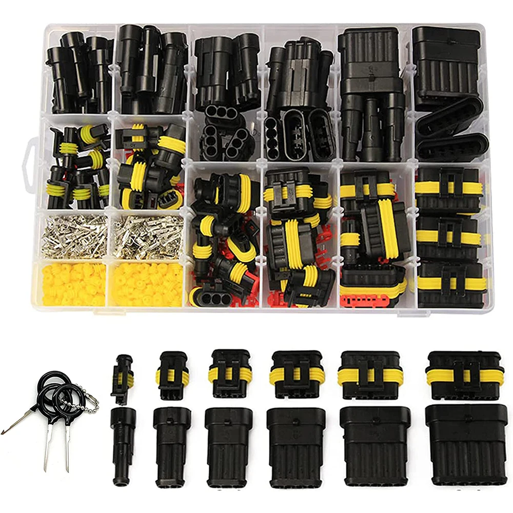 711 Stuk, 43 Stuk Waterdichte Auto Draad Connector Met Ratel Crimper, 1/2/3/4/5/6 Pin Connector Met Draad Krimpgereedschap