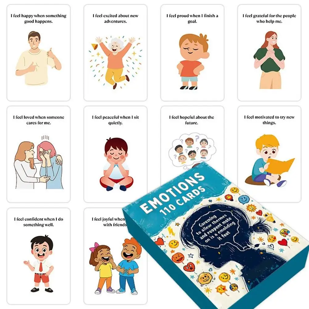 110 بطاقة معرفية عاطفية لتمارين الإدراك العاطفي وقدرة نمو دماغ الأطفال ونمو صحي للأطفال