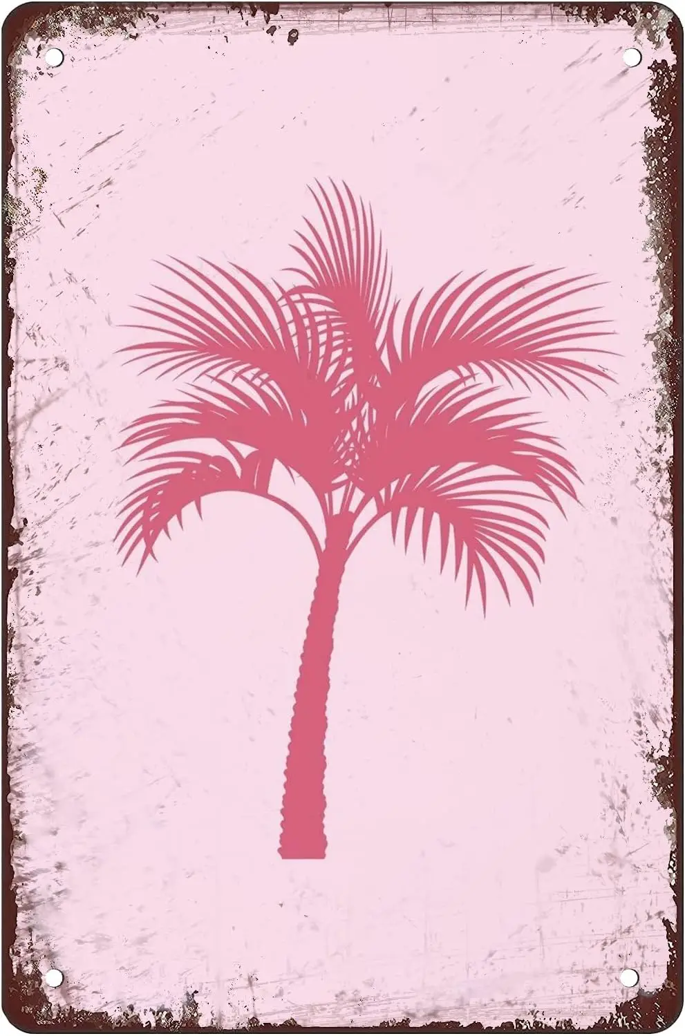 Y1,Pink Coconut Tree Wall Decor Vintage Room Tropical Beach Metal Signs Bathroom