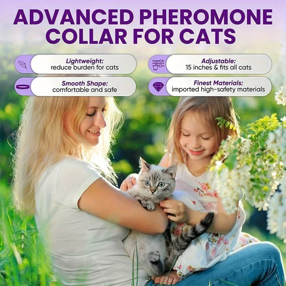 4 Pack Calming Collar For Cats, pet Calming Collar Long-Lasting 60 Days Efficient Relieve Anxiety Stress