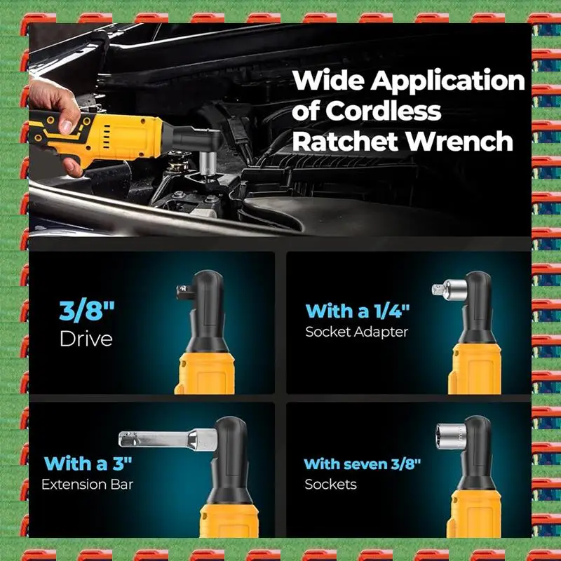 

ABMO Cordless Ratchet Wrench 74Ft-Lbs Compatible 20V Max Battery 3/8-Inch Brushless Power With Speed Variable Speed