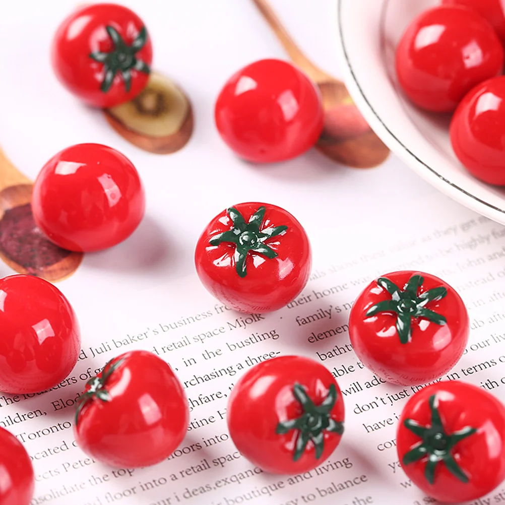 12 Pcs Imitation Tomato Miniature Tomatoes Model Photo Prop Resin Fake Fruits Miniatures