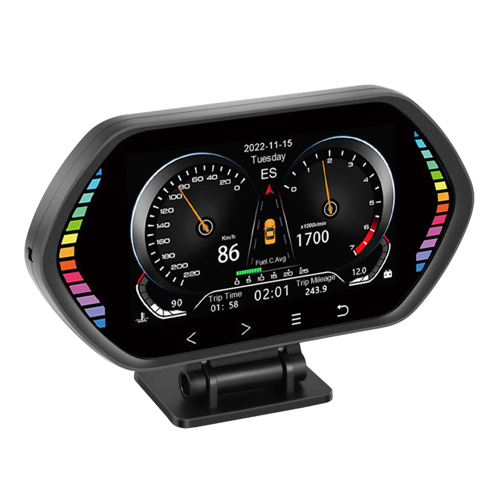 จอแสดงผลบนกระจกหน้ารถ (HUD) รุ่น Stable Performance-F12 แบบอเนกประสงค์ รองรับ OBD2 GPS พร้อมมาตรวัดความเร็วและมาตรวัดความเอียงอัจฉริยะ อุปกรณ์เสริมสำหรับรถยนต์