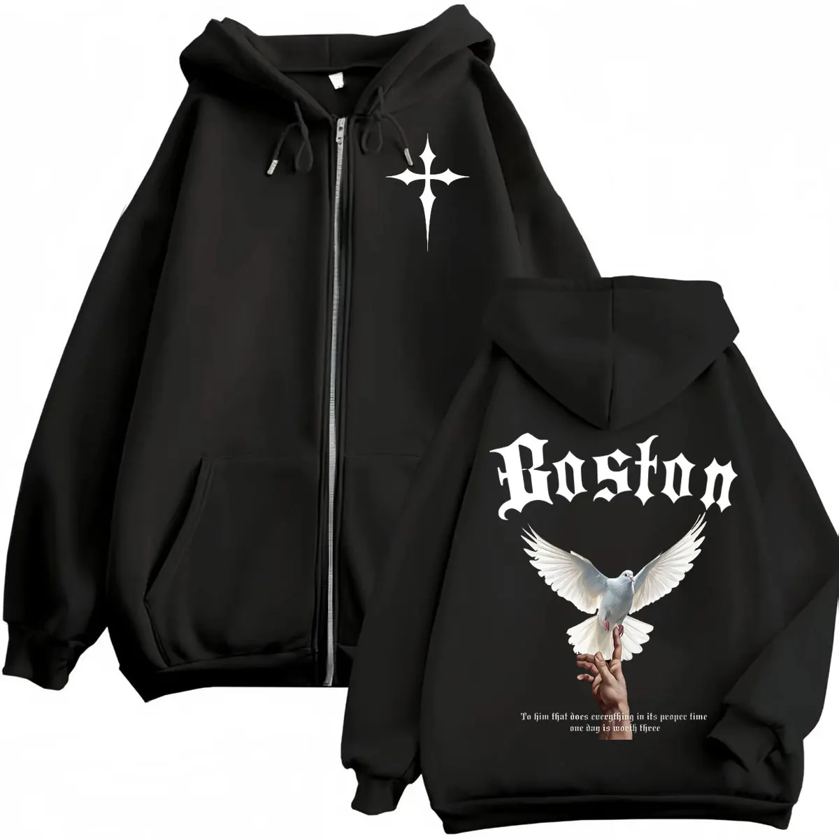 

Christian Jesus Faith Bible Verse Graphic Zipper Hoodie Harajuku Vintage Zip Up Hooded Sweatshirts Unisex Casual Loose Pullovers