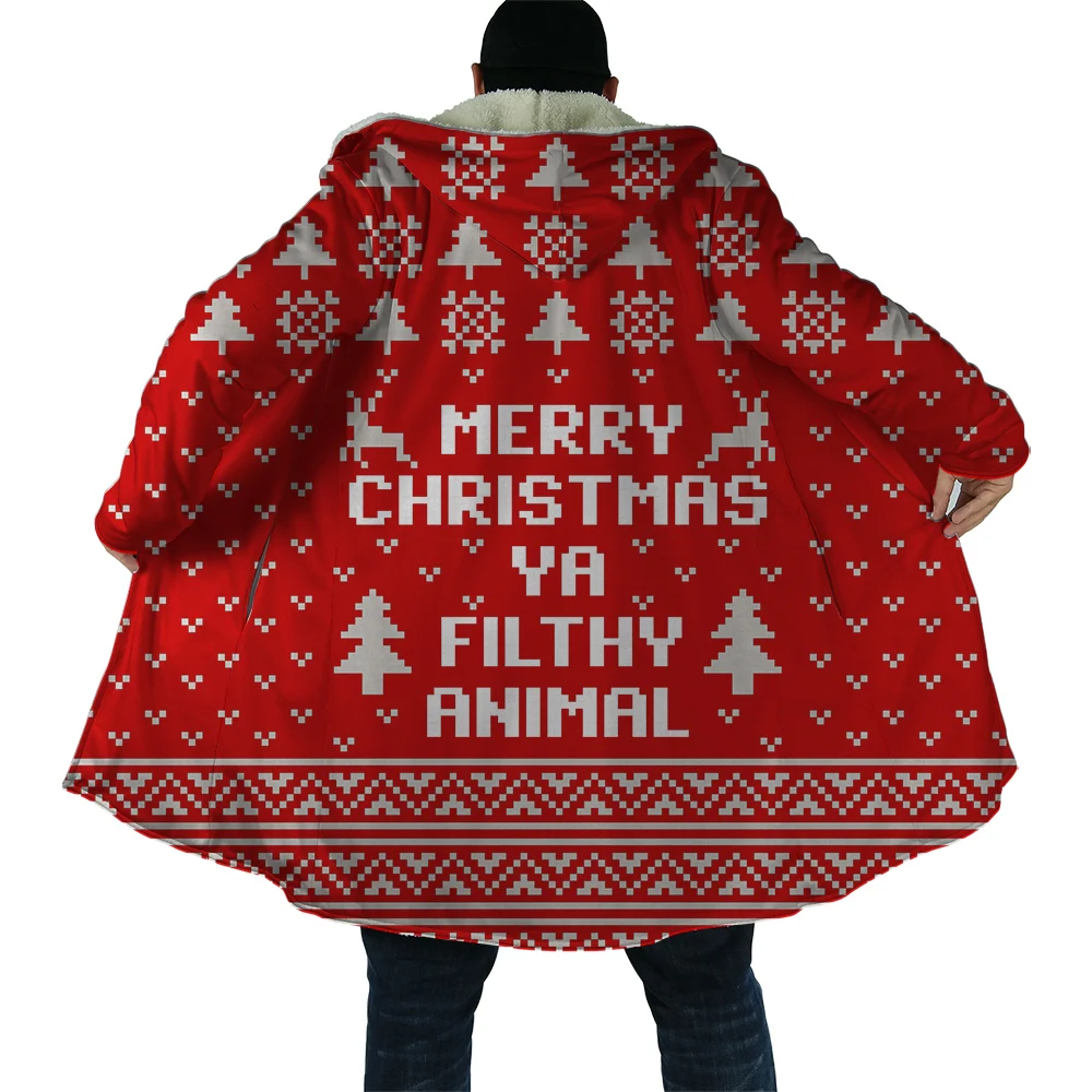 CLOOCL Winter Men Hooded Christmas Graphics 3D Printed Fleece Hooded Coat Santa Claus Women Fashion Thick Warm Cape Coat