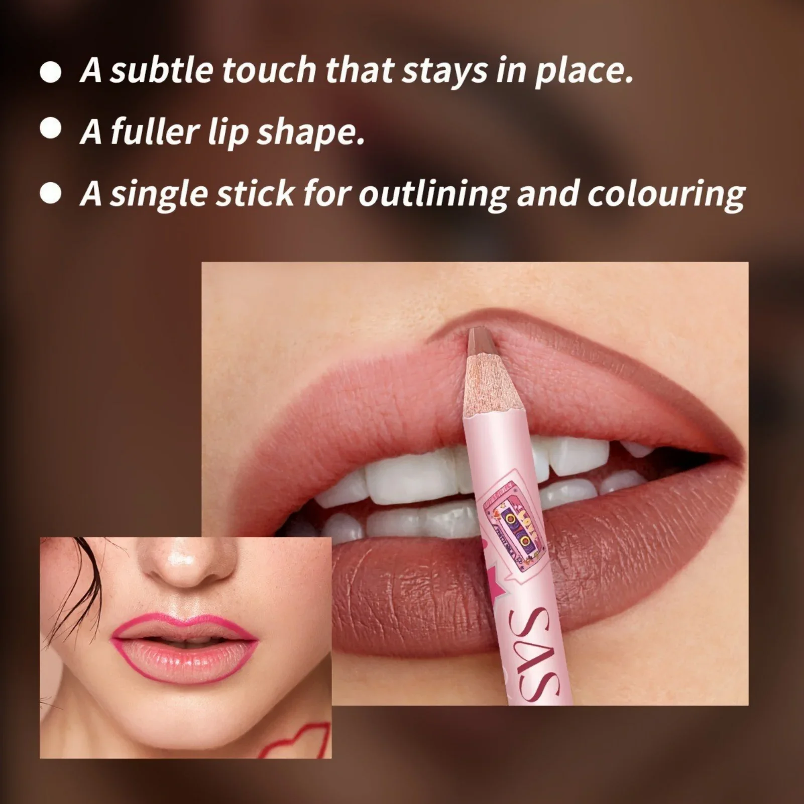 1PC Waterproof Lipliner - Matte, Long-Lasting, Non-Stick, Suitable for All Skin Types and Tones