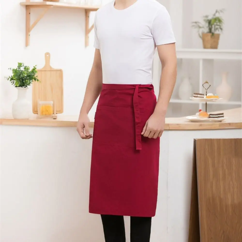 Demi-tablier antisalissure réglable, uniforme de Chef de couleur unie, tablier de cuisine Durable et étanche, utilisation en cuisine