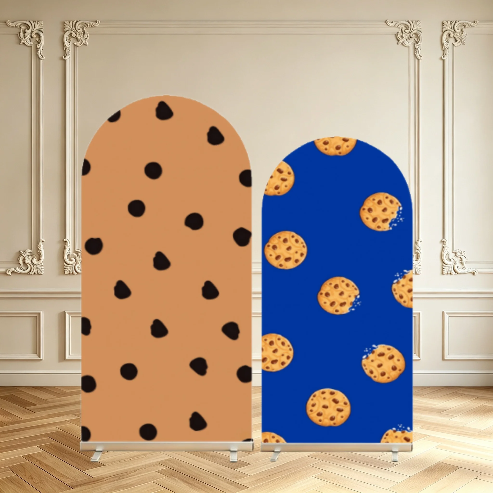 Chocolate Chip Cookie Arch Backdrop Cover Brown Chip Blue Cookie Pattern Birthday Decoration Baby Shower Party Arch Covers
