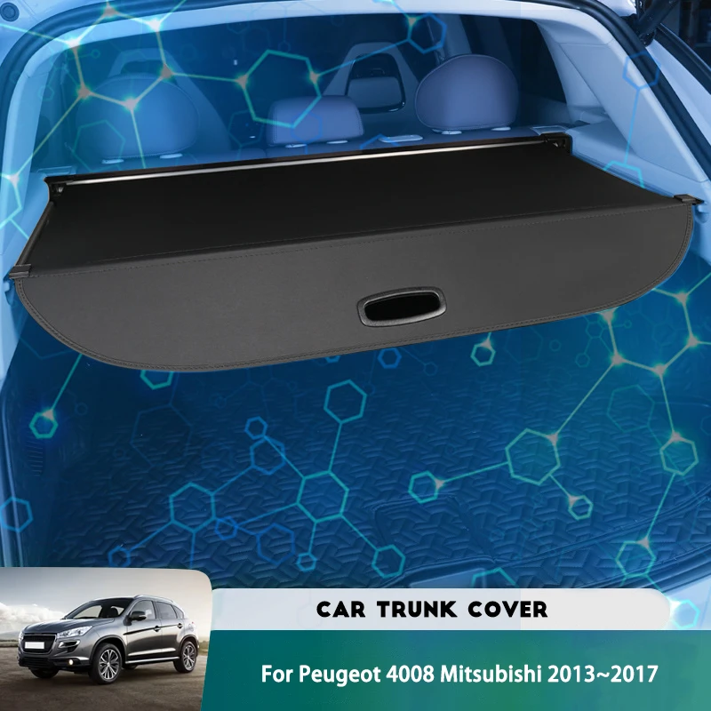 For Peugeot 4008 Mitsubishi 2013~2017 Car Trunk Cargo Cover Organizer Partition Board Rear Boot Retracta Sun Shades Shielding