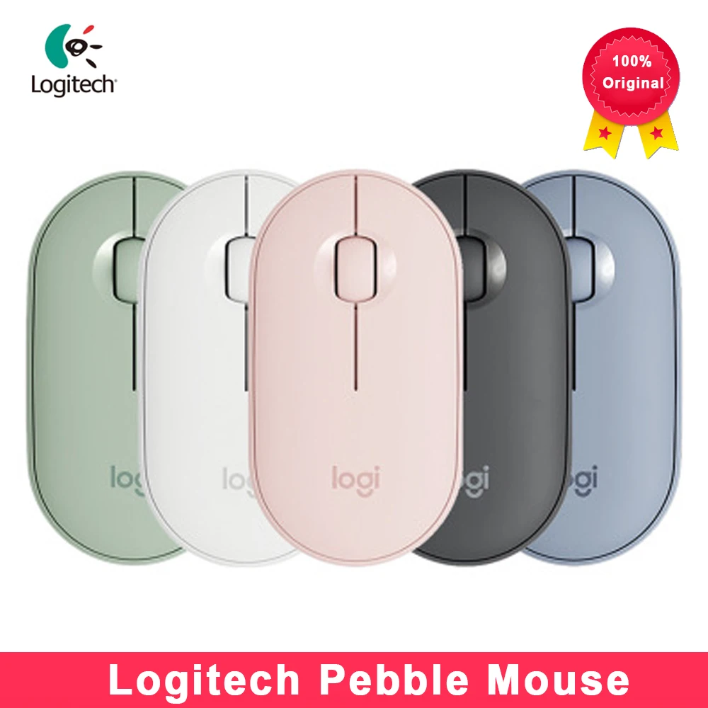 Logitech Pebble M350 Wireless Mouse with Bluetooth or USB - Silent, Slim Computer Mouse with Quiet Click for iPad Laptop PC MAC