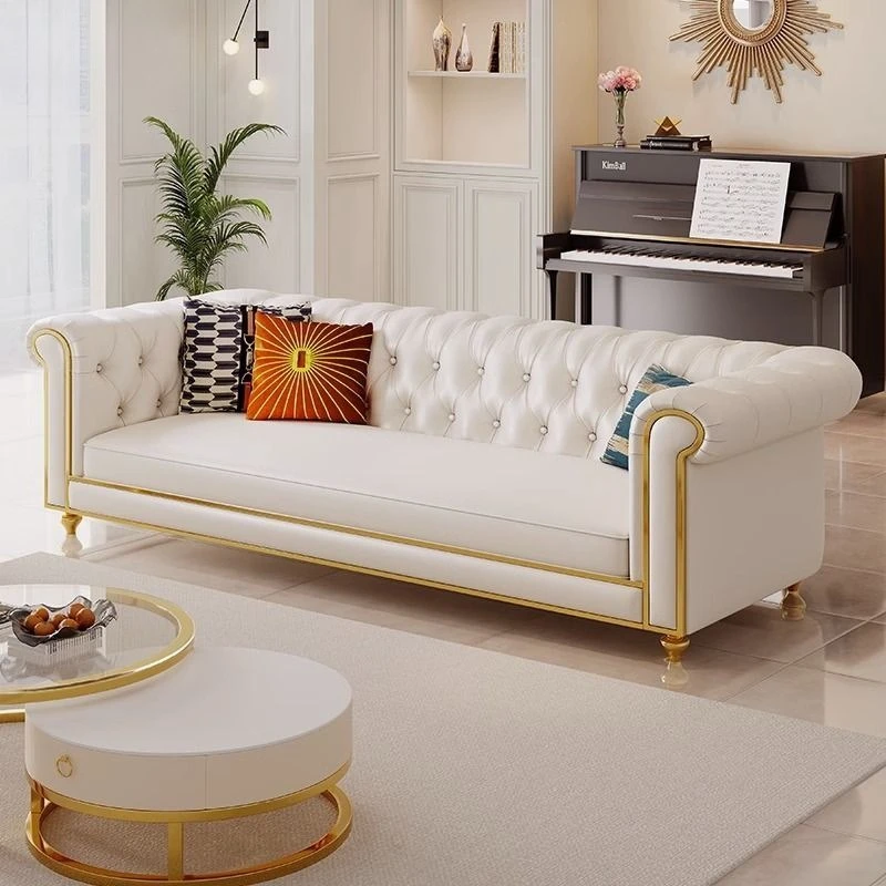 High-end straight row reception small apartment living room beauty salon clothing store modern pull-up sofa