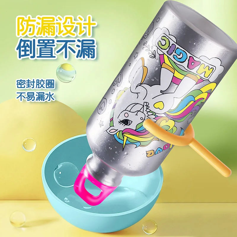 アルミ合金 500 ミリリットル落書き水ボトル子供の DIY 漫画魔法瓶カップケトルマーメイド恐竜アウトドアスポーツ水カップ