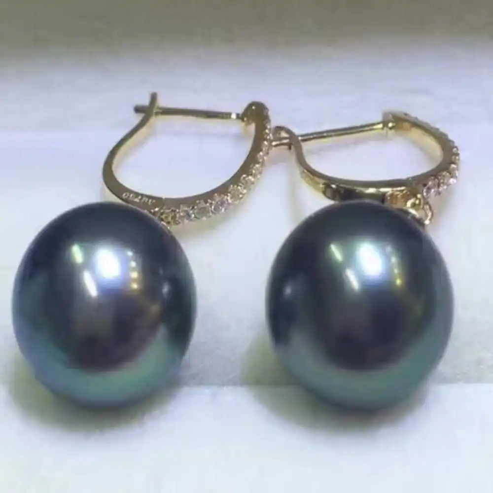 Highlights 16MM Black Shell Pearl Earrings Zircon Ear Hook VALENTINE'S DAY Fashion Beautiful CARNIVAL Classic Christmas