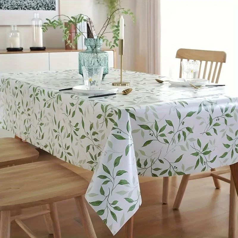 1pc rectangular small leaf / lemon tablecloth, washable outdoor barbecue tablecloth