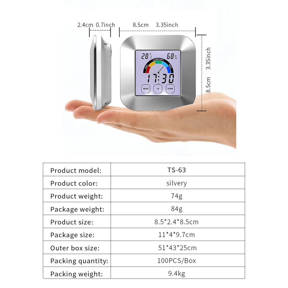 Color Screen LCD Digital Thermometer Hygrometer Indoor Weather Station For Home Temperature And Humidity Sensor Clock