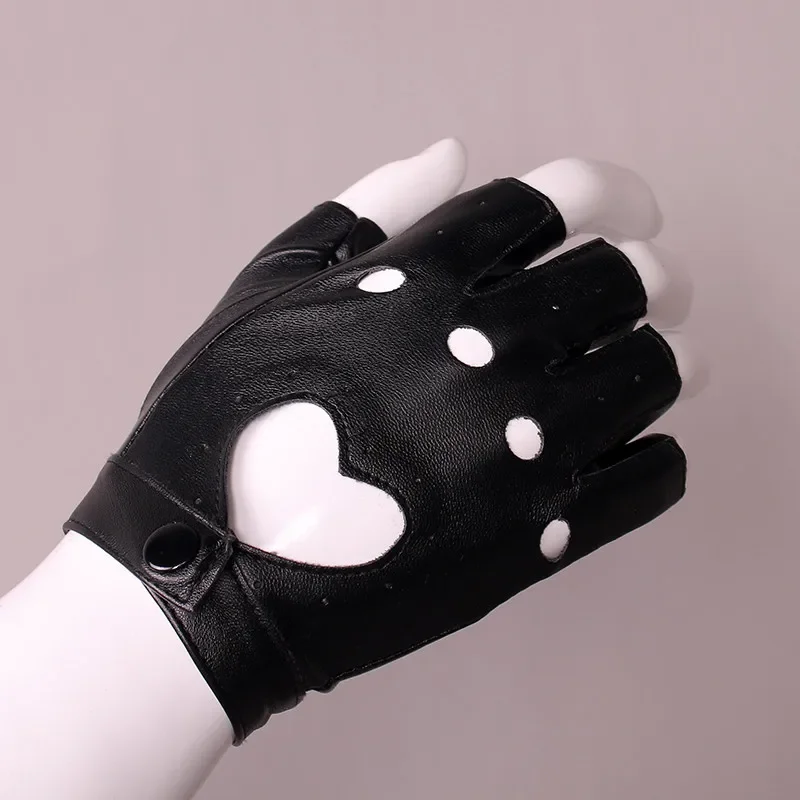 Anime Danganronpa Monokuma Fingerless Glove Black White Half Finger Leather Gloves Cosplay Costume Accessories