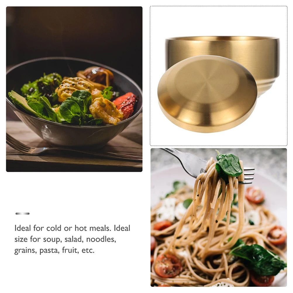 

Stainless Steel Soup Double Layer Rice With Lid Household Kitchen Korean Cubilose Bowl Serving Bowl For Desserts Popcorn
