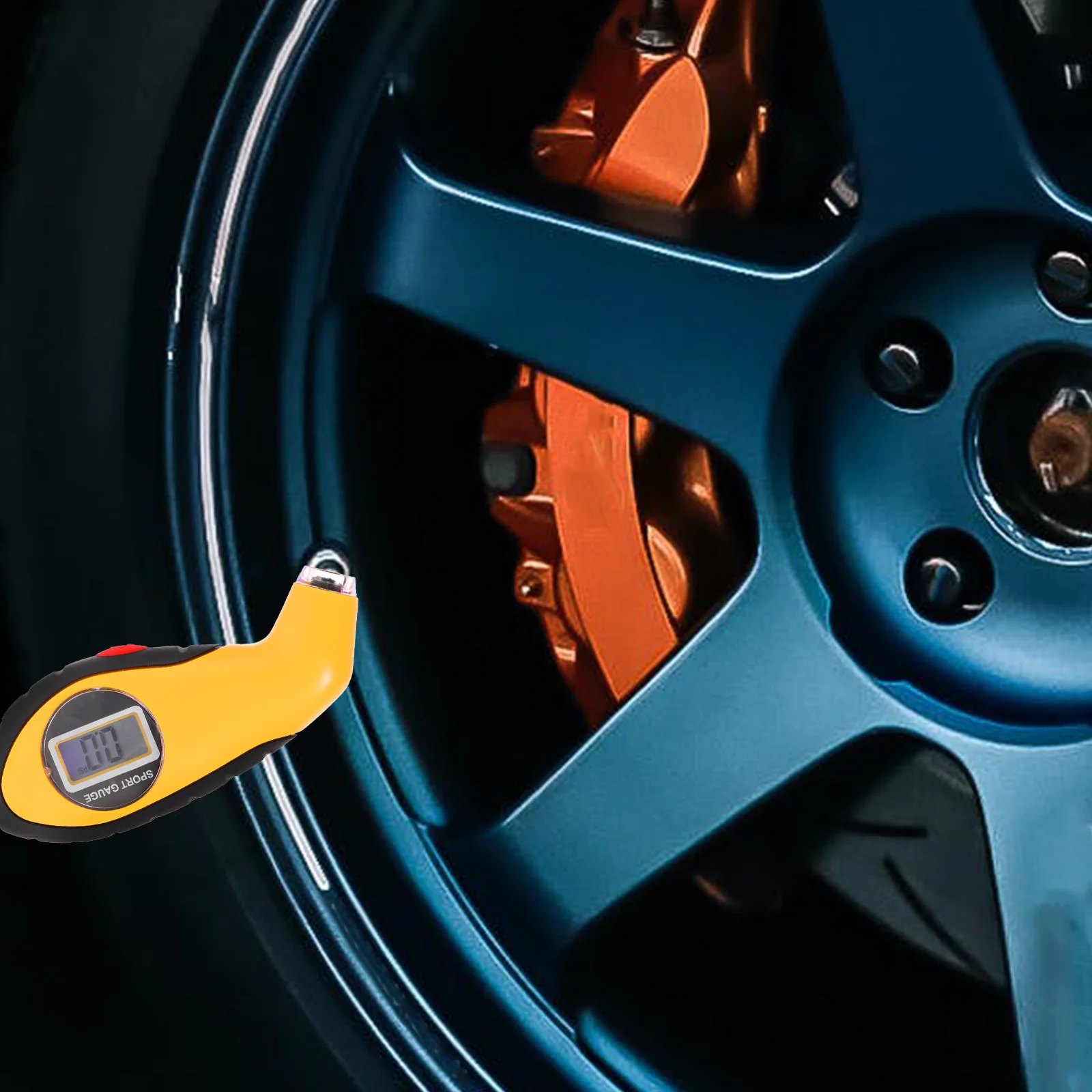

Electronic Tire Gauge Car Air Monitor High Precision Digital Display Yellow Portable Dual Use For Vehicle Tires Car Tire