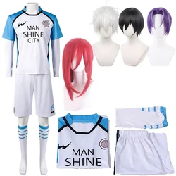 Anime Blue Cosplay Costume Jersey Red Uniform T-shirt Wig Men Chigiri Hyoma Seishiro Reo Mikage Nagi Cosplay Football Jerseys