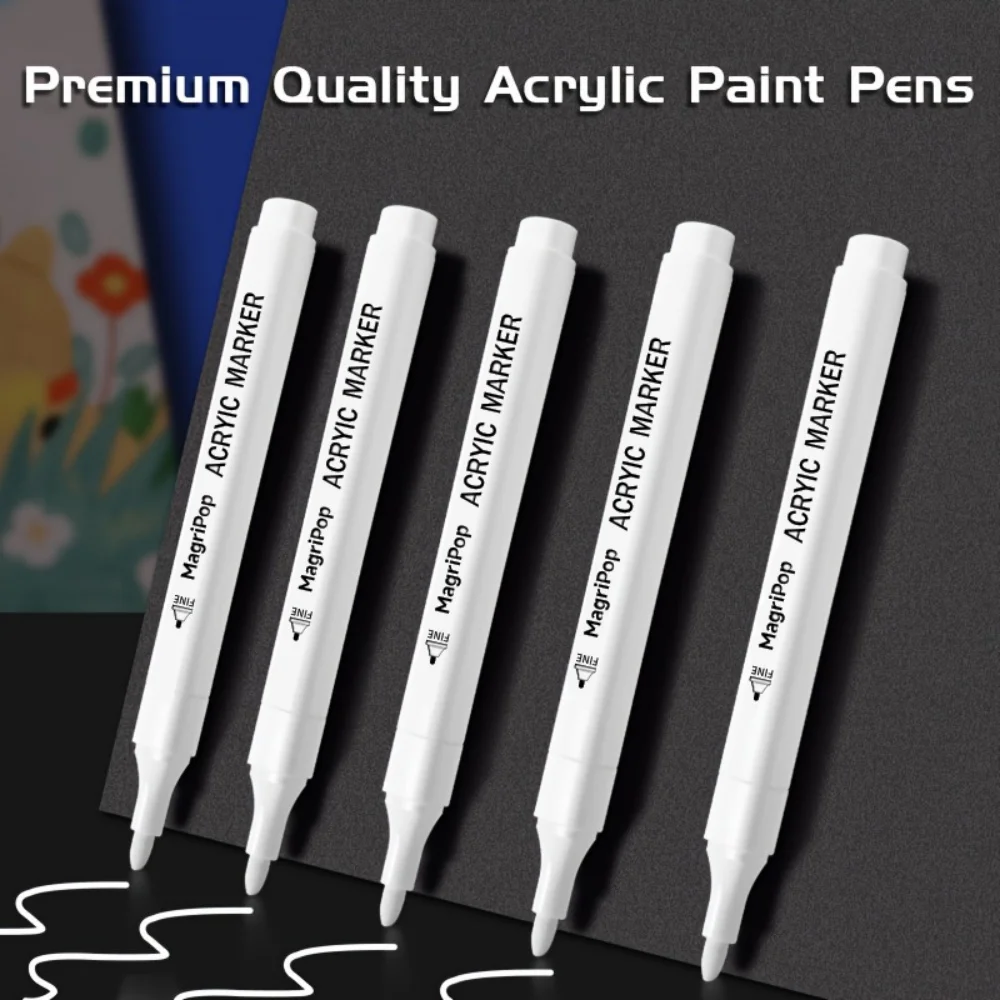 20/5/1pcs White Acrylic Marker,Permanent Pen Art Supplies for Black Paper Tire Plastic Stone Metal Painting for Artists Beginner image 2