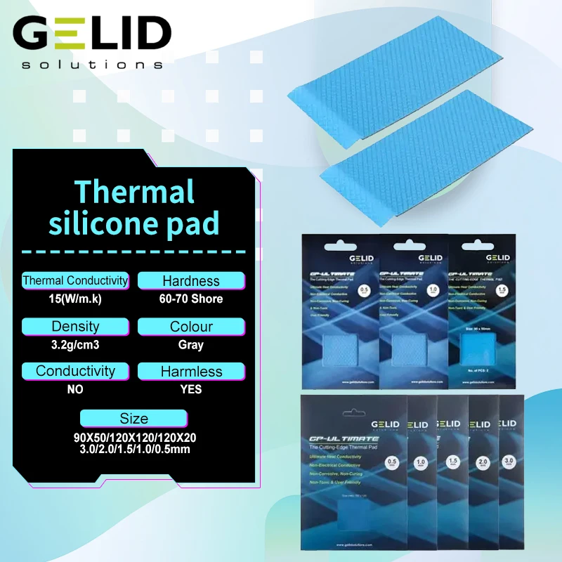 GELID GP-Ultimate Thermal Pad 15W/MK CPU/GPU Graphics Motherboard Silicone Grease Pad Heat Dissipation Silicone Pad Multi-Size