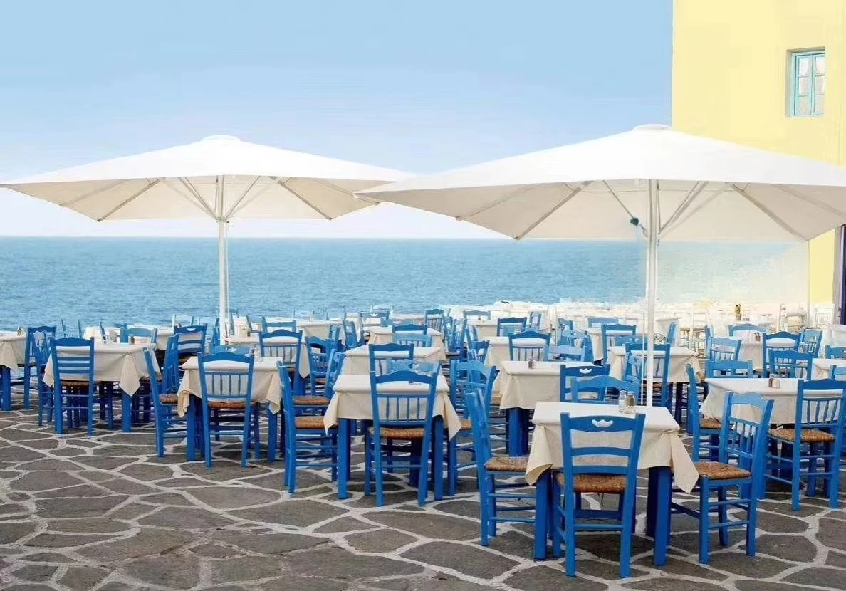 25 Year High Quality Round Shape Diameter 7m Semi Automatic Patio  Umbrella Big Beach Parasol Umbrella Big Umbrella Supplier