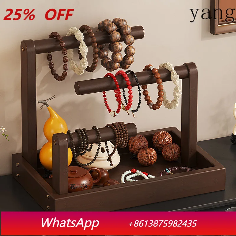 YJQ Nanzhu Bracelet Shelf Home Jewelry Cultural Play Storage Box Hanging Buddha Bead Crystal Bracelet Display Tray