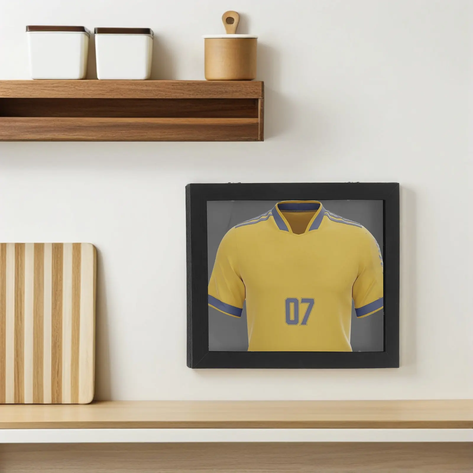 Clear Sports Jersey Display Frame Wooden Shadow Box Football Soccer Baseball Basketball Shirts Display Case Home Office