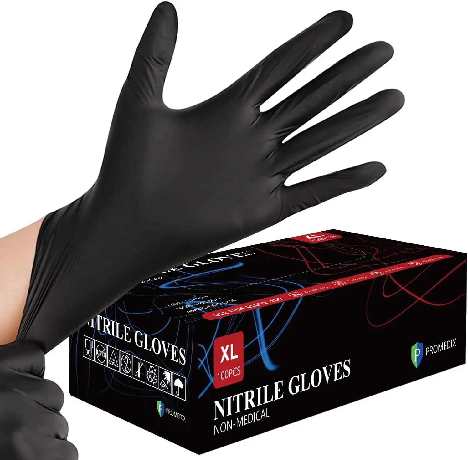 Nitrile Disposable Gloves 4mil, 100 Count, Latex Free, Powder Free, Food Safe for Cooking & Household