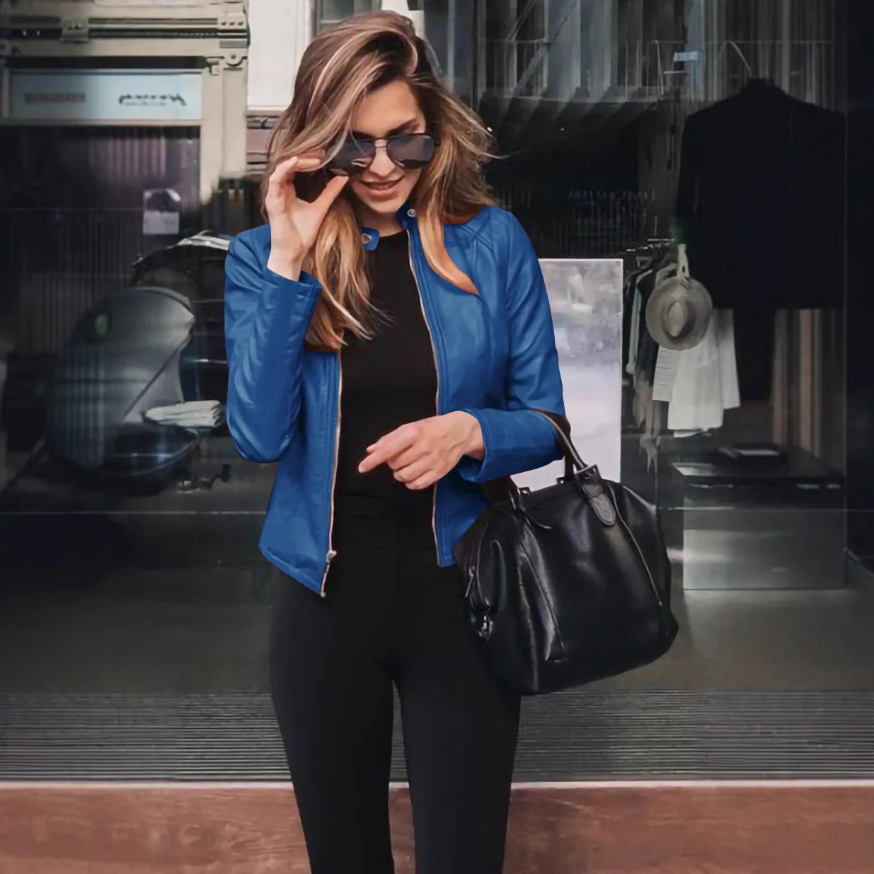Winter and Autumn Women's Fashionable Leather PU Suit Jacket for Casual Wear Style Jacket Women Blazer Slim Fit Coat
