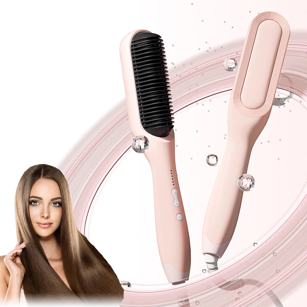 

Hair Straightening Brush Multi-Styling Tool Fast Heating Negative Ion Anti-scald Straightener Comb for Women All Hair Types