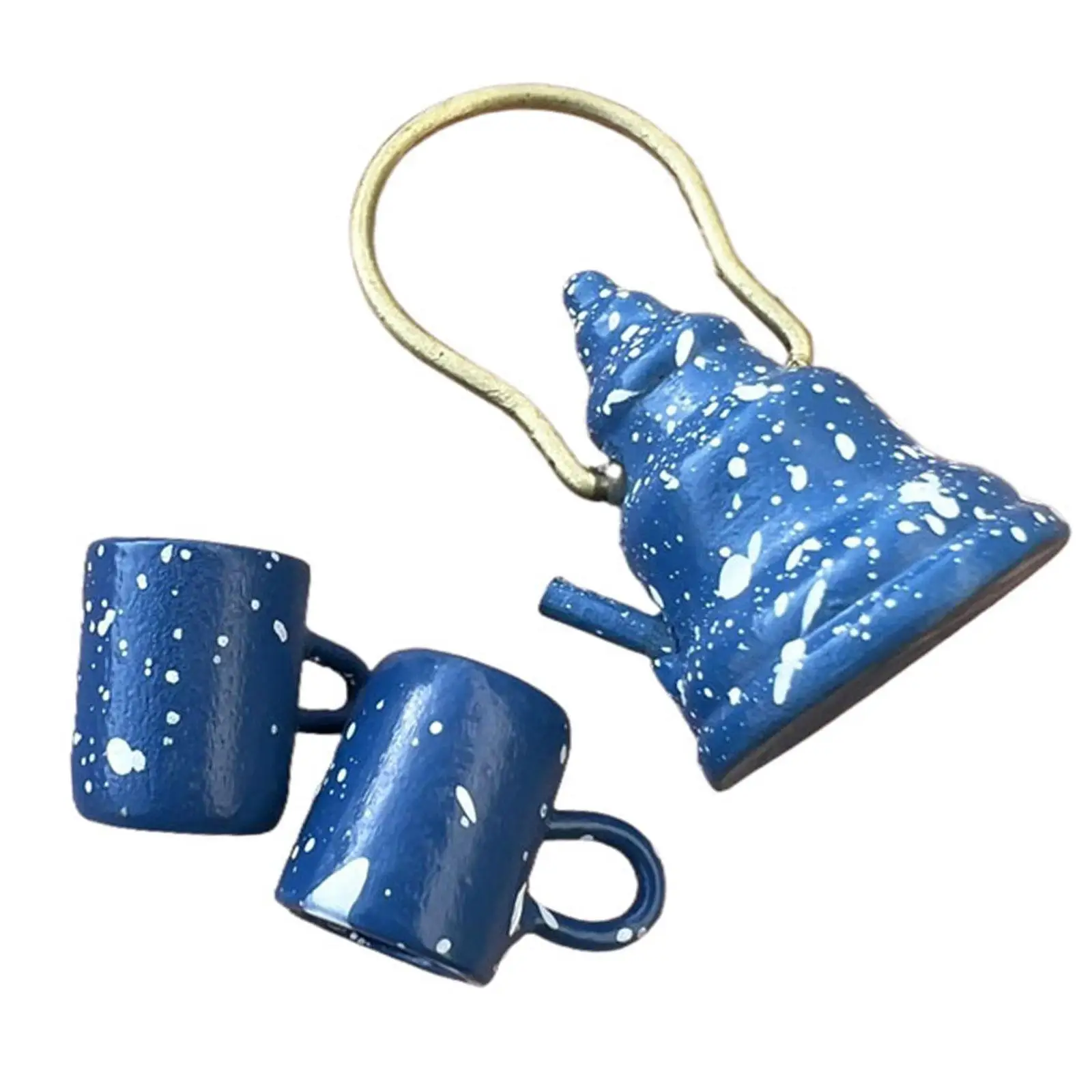 1:12 طقم أكواب شاي لبيت الدمى مع إبريق شاي لبيت الدمى في مطبخ ديوراما