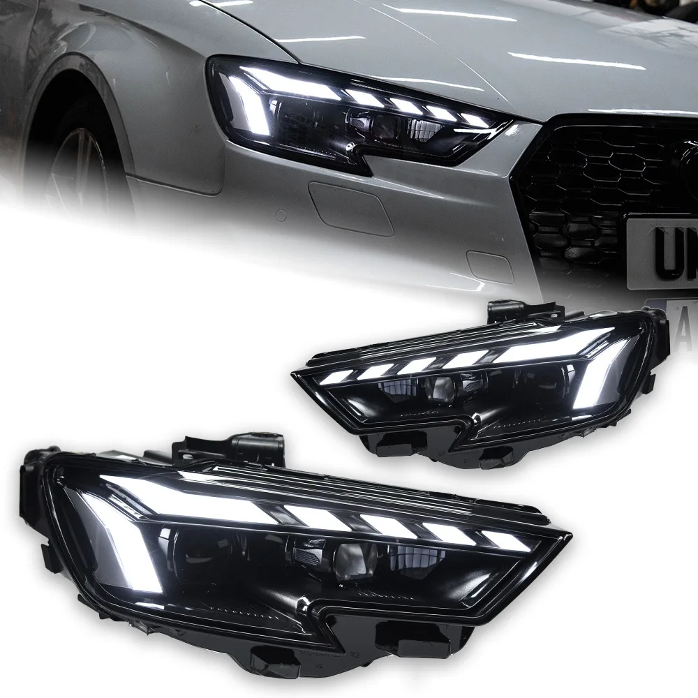 For 2013-2020 A3 12V Headlight Assembly Modification RS Style Flowing Turn Signal LED Dual-Beam Projector Headlights
