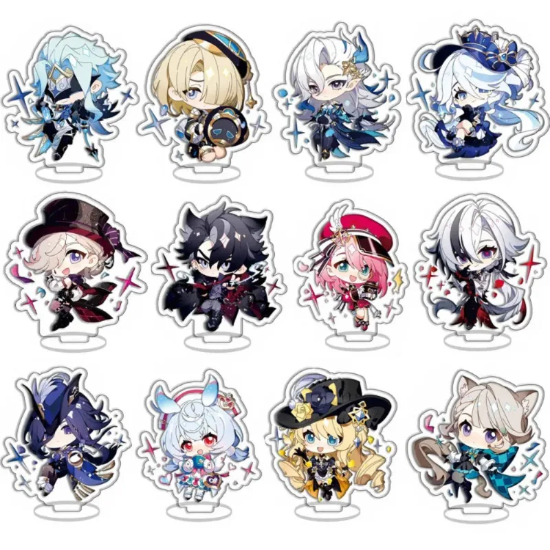 Popular Game Genshin Acrylic Keychain Cartoon Characters Mona Sucrose Barbatos Accessories Backpack Keyring Pendant Collection