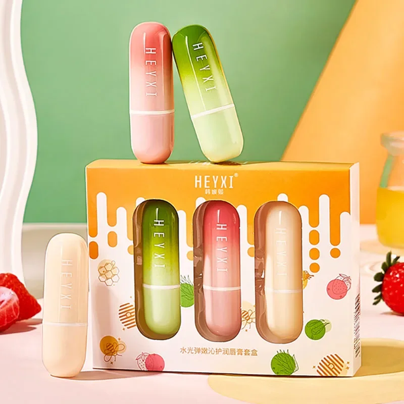 

3pcs/Set Fruits Lip Balm Sets Temperature Color Change Moisturizing Nourishing Hydrating Lipstick Kits Lips Skin Care Products