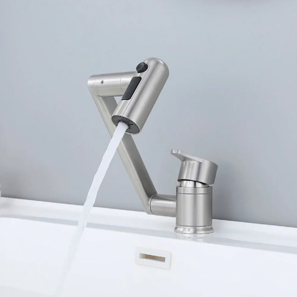 304 Stainless Steel Bathroom Basin Mixer Faucet ,360 Rotation Cold & Hot ,Ceremice Valve Core, Three Model Water Out by Botton